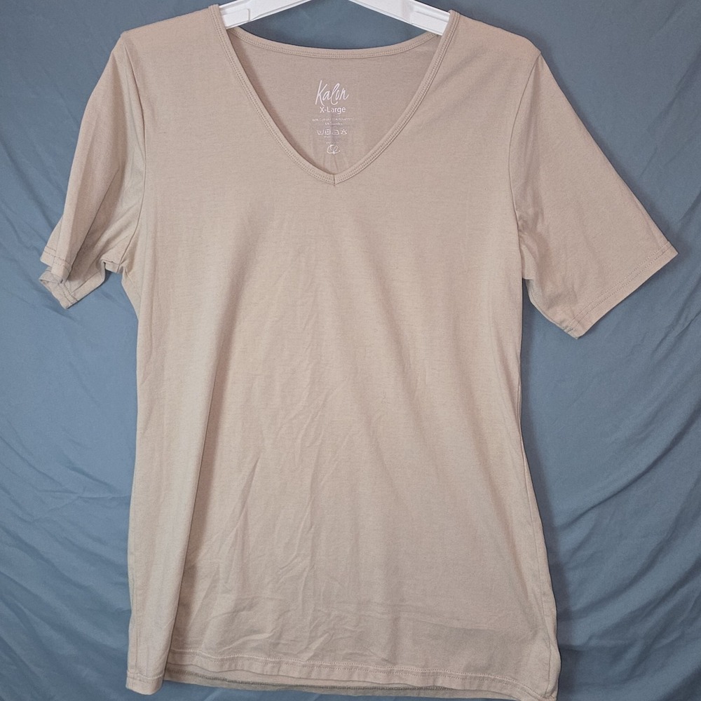 Kalon T-Shirt Womens Size XL Grey Knit Comfort Minimalist Boho Stretch